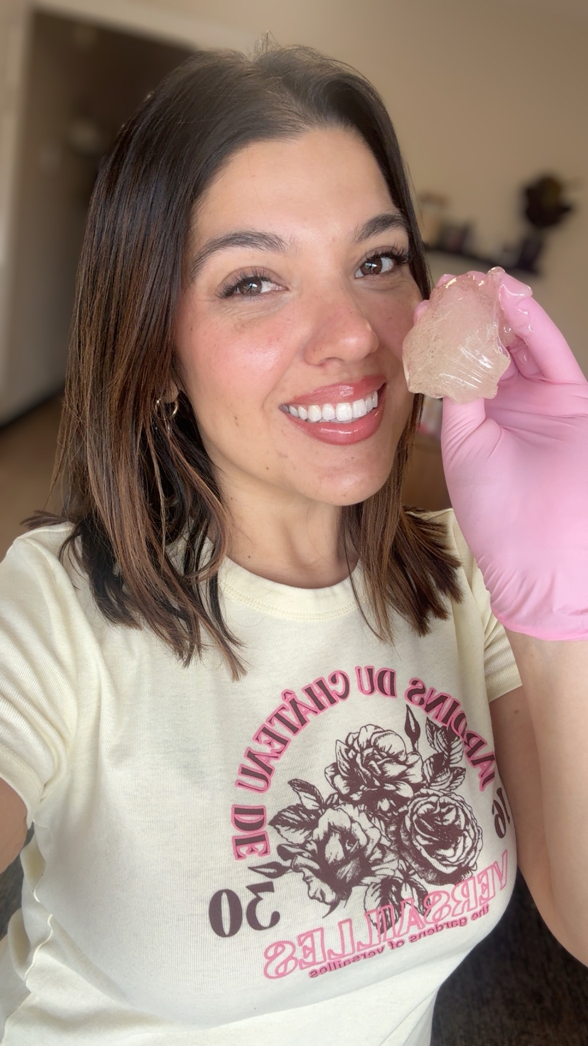 Gianna, Sugar Bum esthetician, holding sugaring paste
